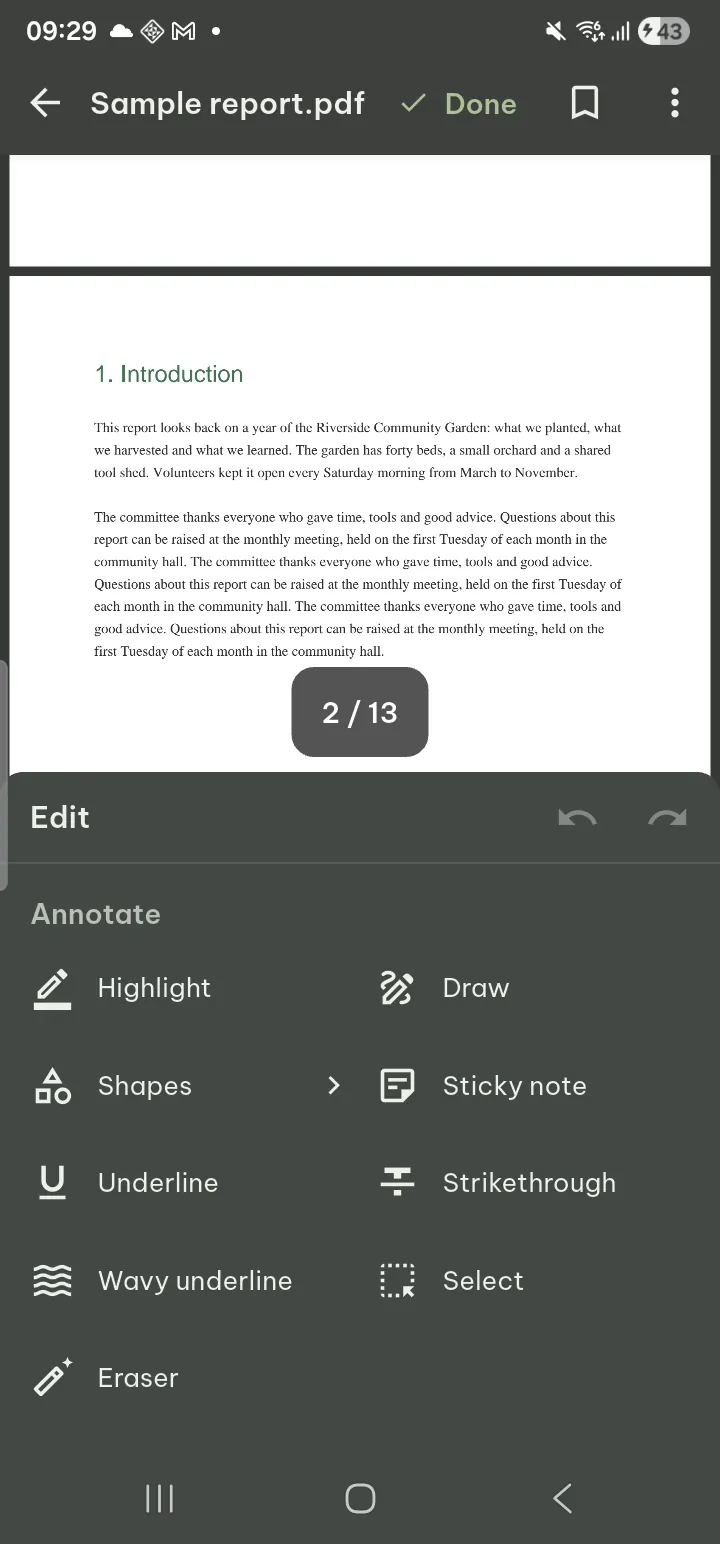 The editing panel with every tool by name, Annotate first